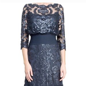 Tadashi Shoji Navy Long Sleeve Lace Dress
